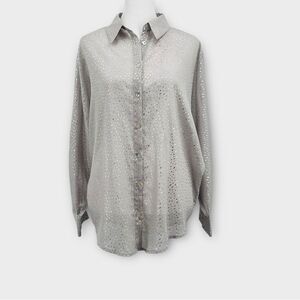 Vacate The Label Manchester Sheer Metallic Gray Blouse Dolman Sleeve Size S NWT